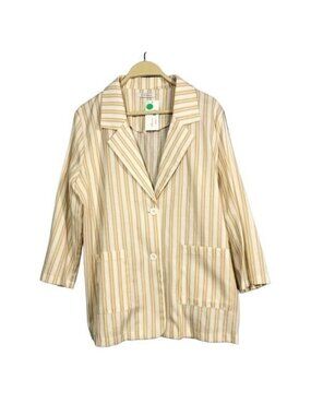 Lida Kate Blazer Jacket Suit Women Size L Vertical Stripe Pocket Workwear Office